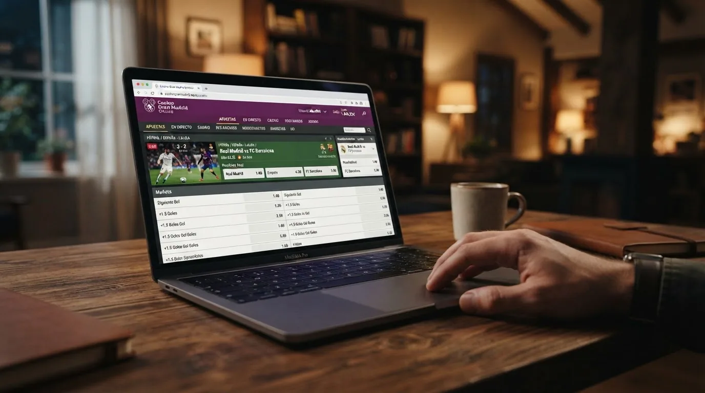 Sección de apuestas deportivas de Casino Gran Madrid Online en pantalla de ordenador con cuotas y eventos visibles