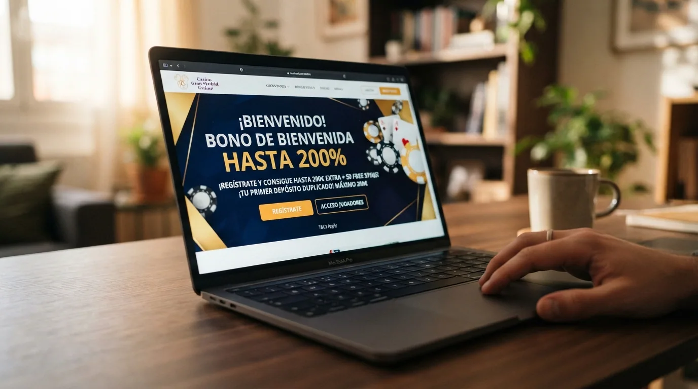 Pantalla de la promoción de bienvenida del 200 % hasta 200 € con el botón de registro visible
