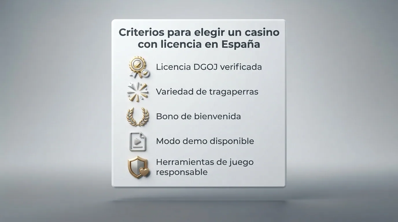 Tabla con los nombres y logotipos de diez casinos online con licencia DGOJ ordenados para su comparación