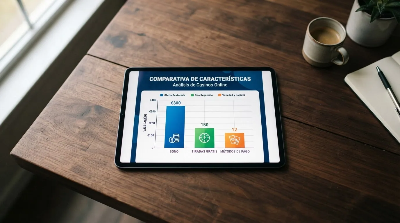 Diez tarjetas con los logotipos de los casinos online revisados, alineadas sobre un mapa de España