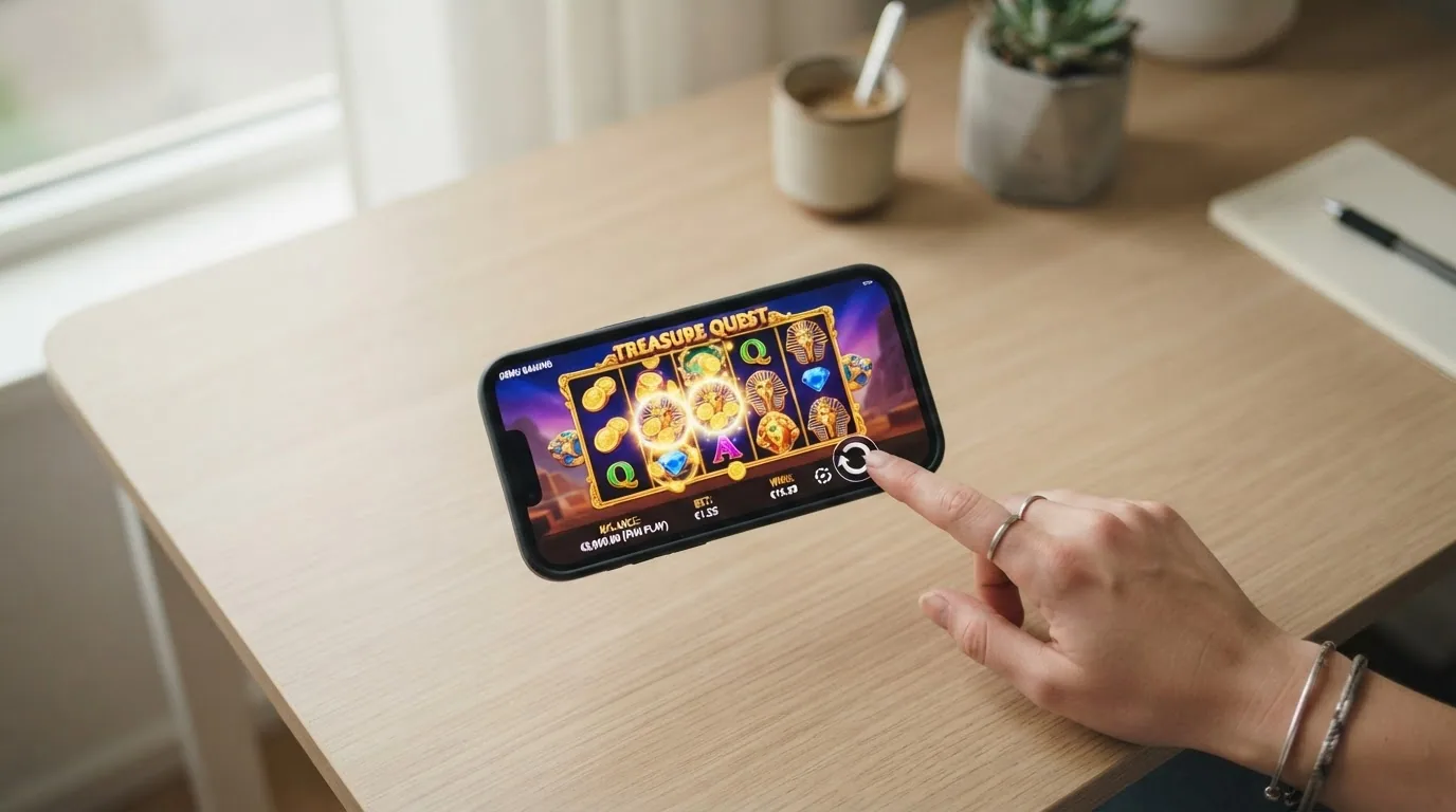 Interfaz de un casino online en modo demo con saldo ficticio en euros y el botón de «jugar gratis» destacado en pantalla