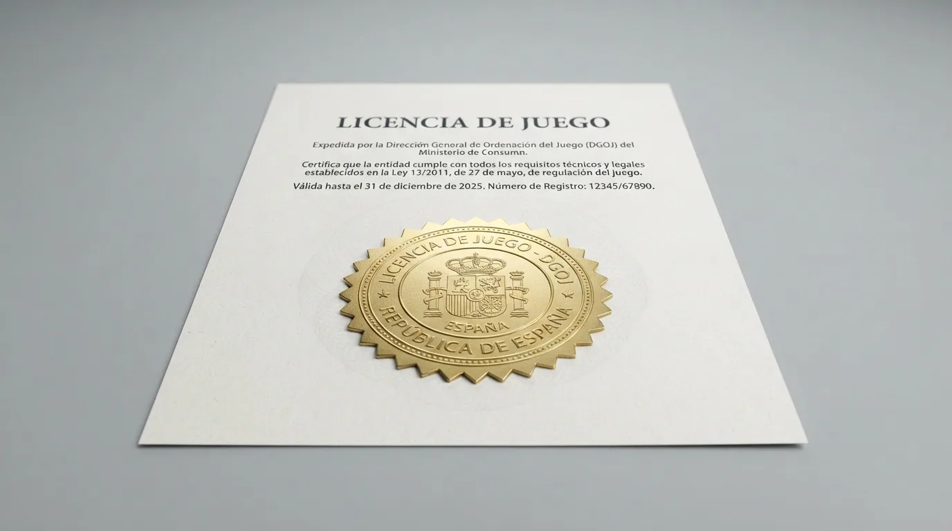 El logotipo de la Dirección General de Ordenación del Juego junto a un dominio .es y el texto de la Ley 13/2011