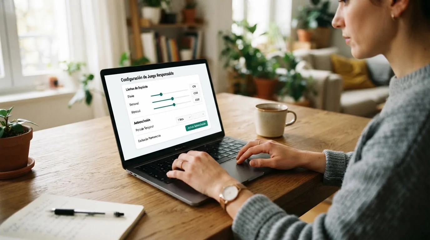 Interfaz de configuración de límites de depósito y autoexclusión en la pantalla de un ordenador