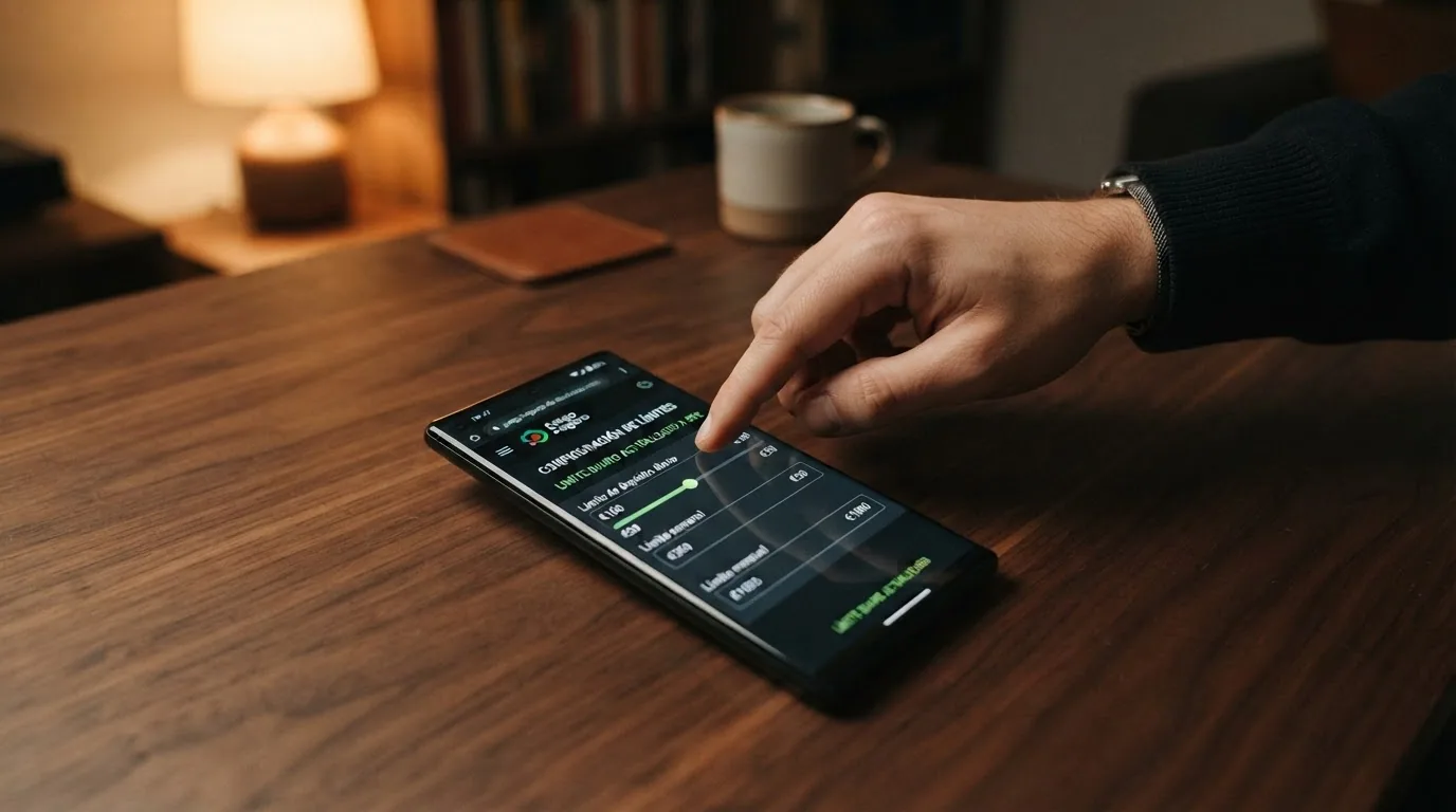 Pantalla de configuración de límites de depósito en un casino con licencia DGOJ