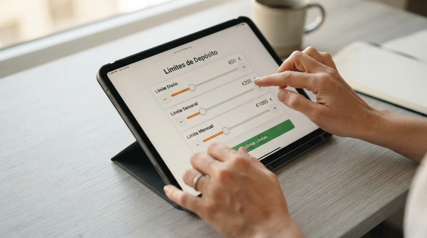 El panel de configuración de límites de depósito de un casino online con los controles deslizantes de límite diario, semanal y mensual