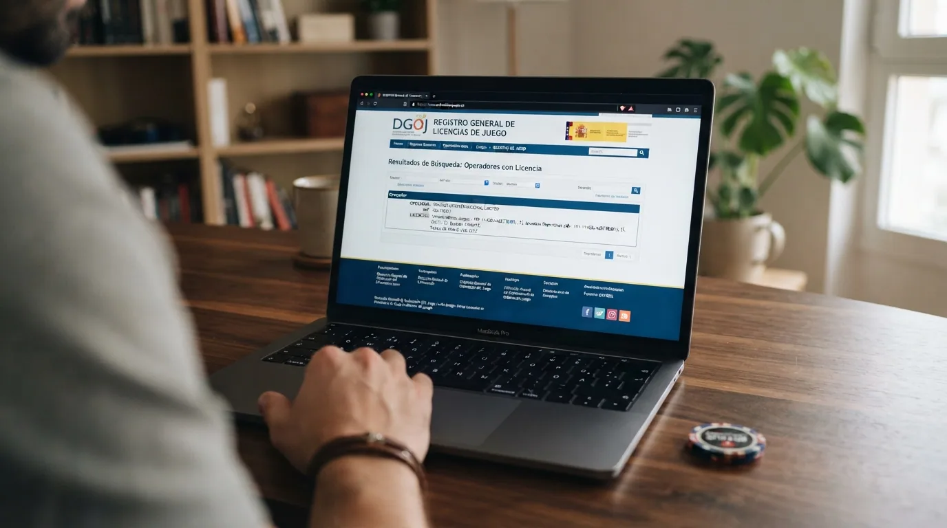 Sello oficial y captura del registro público de operadores autorizados en la web ordenacionjuego.es de la DGOJ