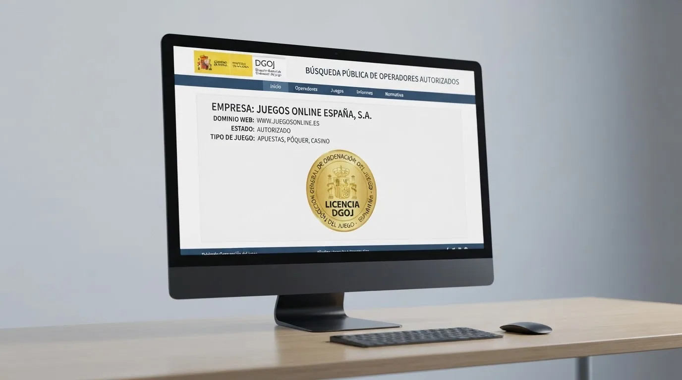 Pantalla del buscador público de operadores de la DGOJ en ordenacionjuego.es con el resultado de una consulta, mostrando el estado de licencia de un operador