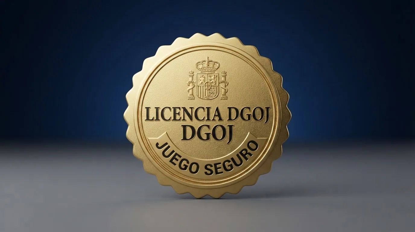Sello oficial de la Dirección General de Ordenación del Juego junto al dominio .es de un operador autorizado