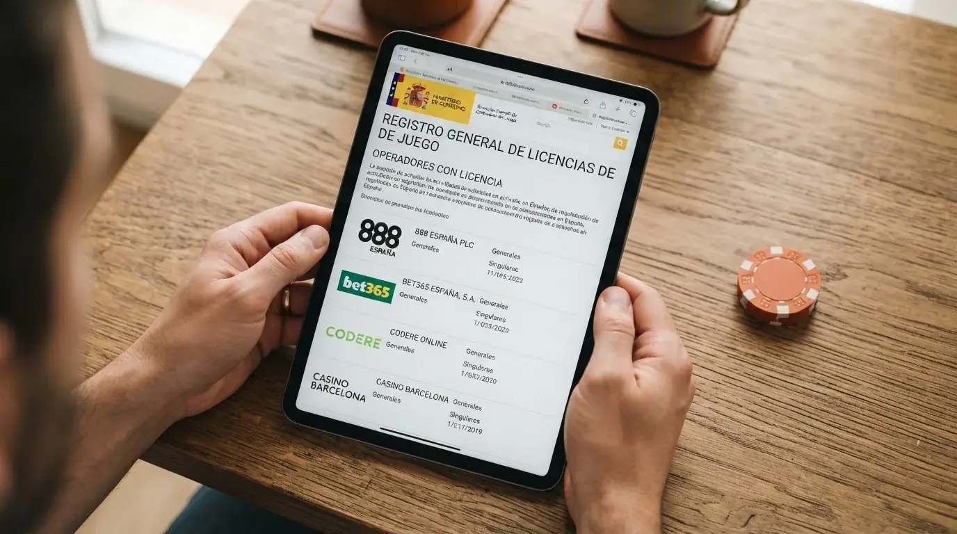 Captura parcial del sitio web ordenacionjuego.es mostrando el listado público de operadores con licencia en España