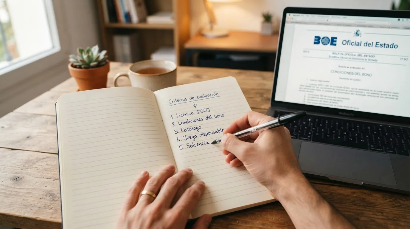 Documentos oficiales del BOE junto a una tabla de evaluación con los criterios aplicados a los 10 operadores de la comparativa