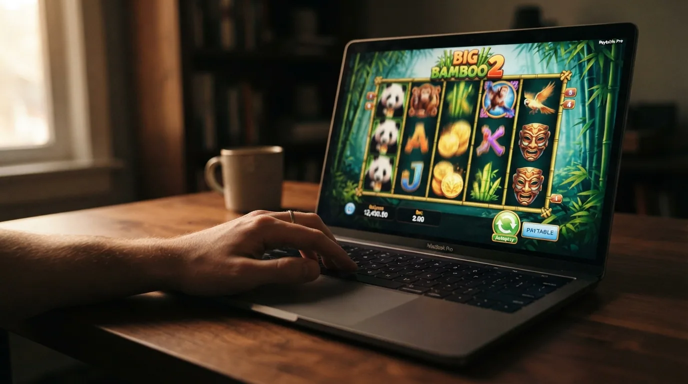 Captura del juego de tragaperras Big Bamboo 2 de Push Gaming con los rodillos en movimiento