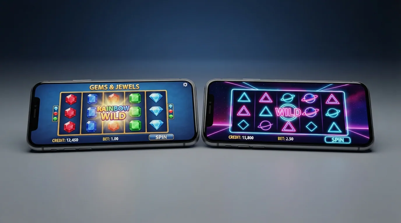 Comparativa visual de las pantallas de Starburst original y Starburst XXXtreme con sus diferencias de diseño e interfaz