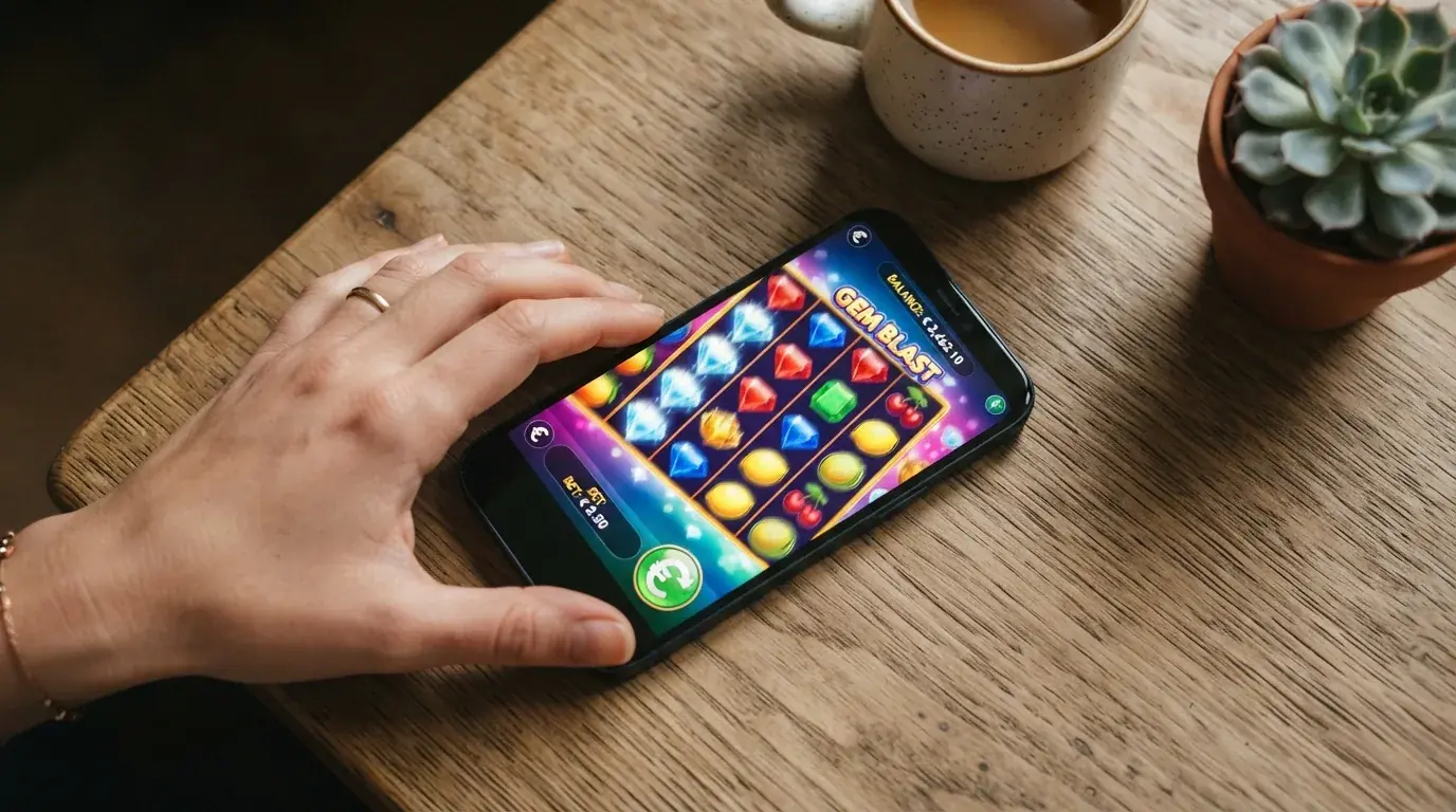 Pantalla de una tragaperras online con dinero real mostrando los carretes, las líneas de pago activas y el saldo en euros del jugador